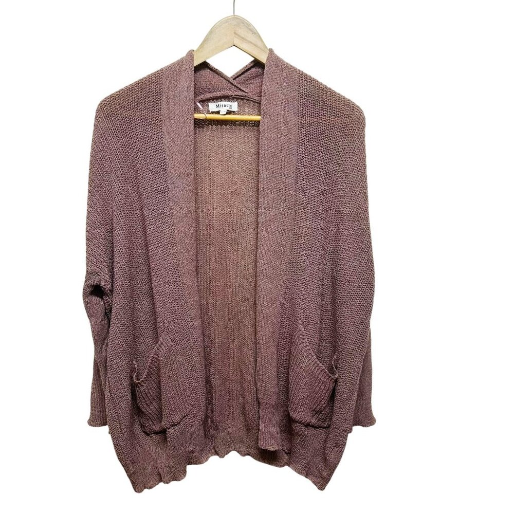 Miracle Mauve Open Front Knit Cardigan Size M